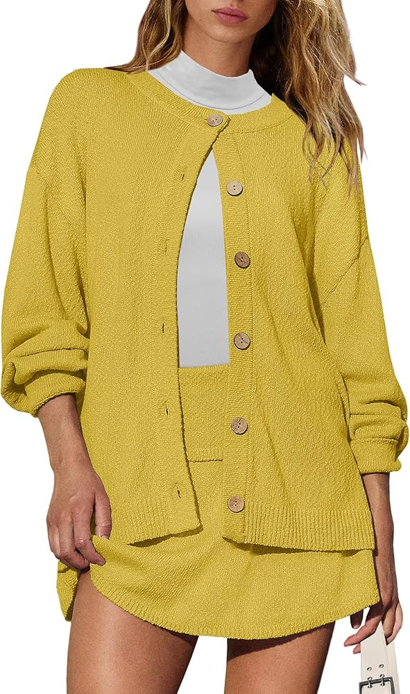 Panadila Womens Sweater Skirt Set 2 Piece Outfits Sweater Skort Set Lounge Cardigan and Knit Skir... | Amazon (US)