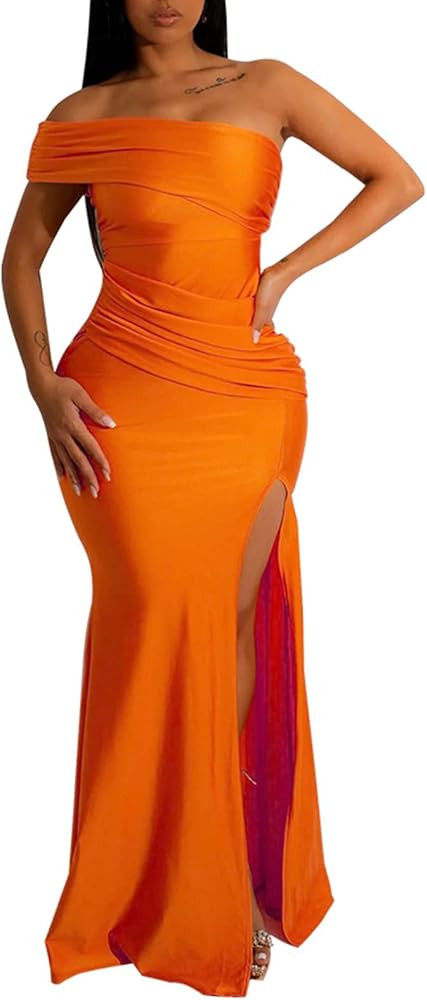 Vssjavun Women's Sexy Formal Dress Ruched Off Shoulder Long Sleeve Club Cocktail Bodycon Evening ... | Amazon (US)