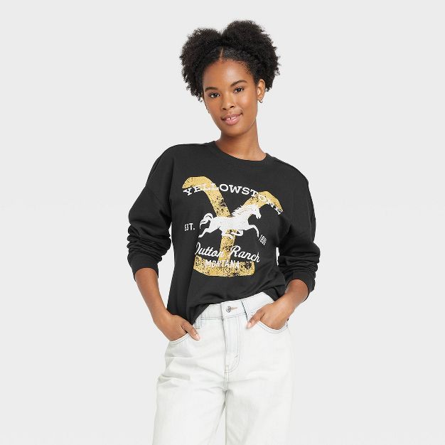 Women's Yellowstone Dutton Ranch Graphic Sweatshirt - Black | Target