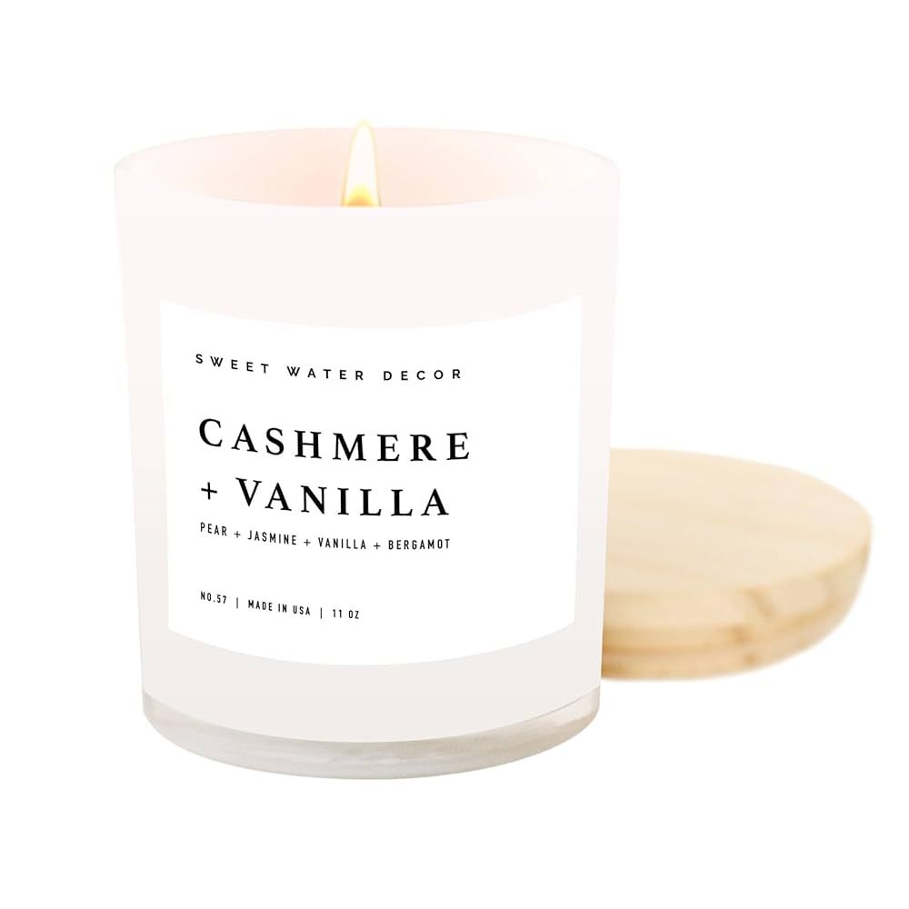 Sweet Water Decor Cashmere and Vanilla Soy Candle | Milky Coconut, Frangipani, and Soft Cashmere ... | Amazon (US)