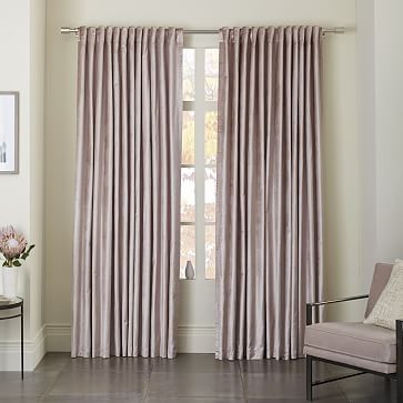 Cotton Luster Velvet Curtain + Blackout Panel, Dusty Blush, 48""x84"" | West Elm (US)
