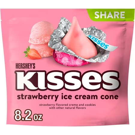Hershey's Kisses Strawberry Ice Cream Cone Flavored Candy, Share Pack, 8.2 oz | Walmart (US)
