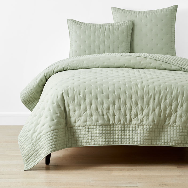 Pintuck Quilt - Light Sage, Twin | The Company Store