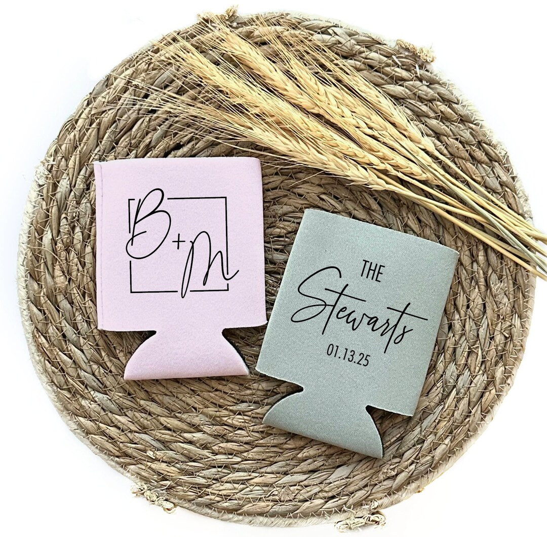 Custom Wedding Can Coolers, Personalized Monogrammed Can Holder, Wedding Reception Favor, Wedding... | Etsy (US)