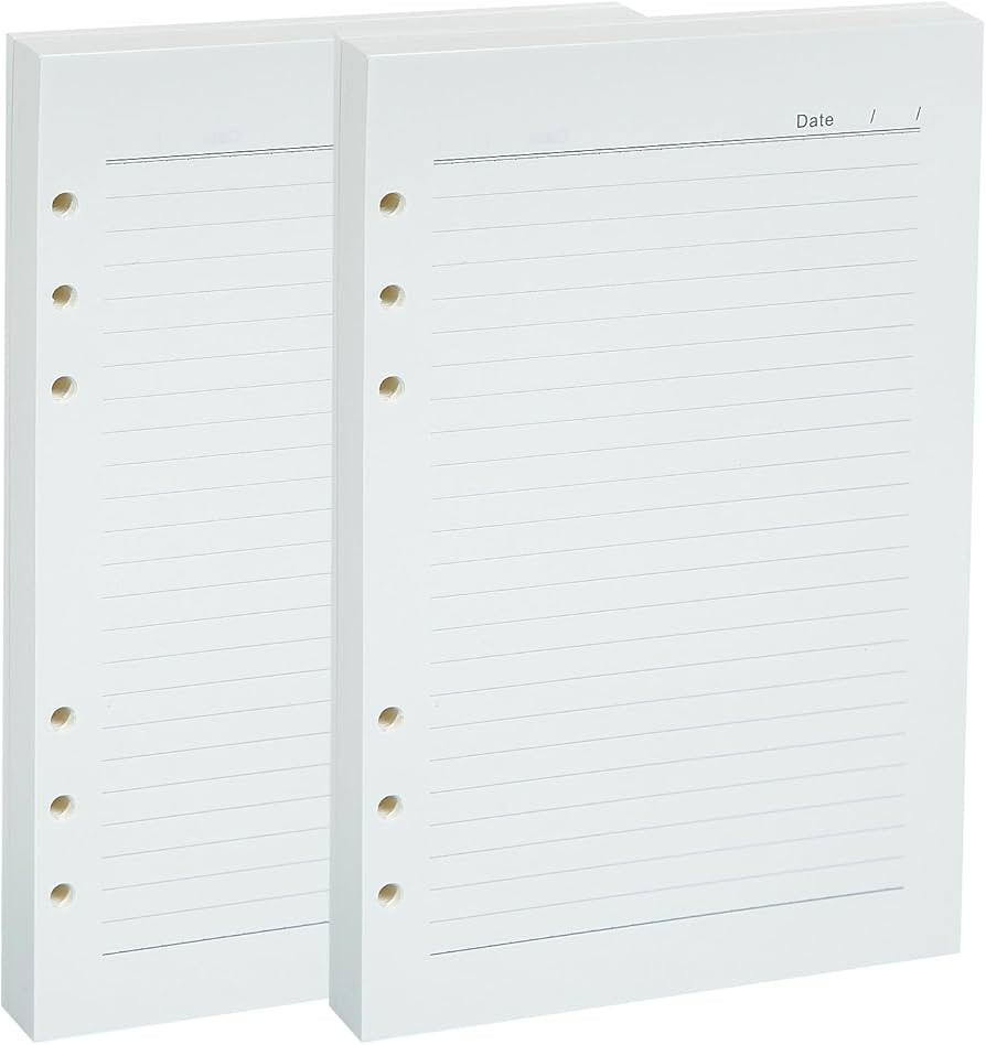 A5 Filler Paper Binder Refillable Lined Paper Inserts For 6 Ring Loose Leaf,Milky White,A5 Planne... | Amazon (US)