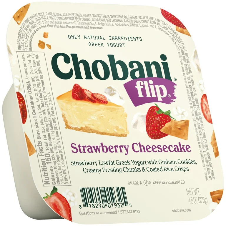 Chobani Flip Low-Fat Greek Yogurt Strawberry Cheesecake 4.5 oz Cup | Walmart (US)