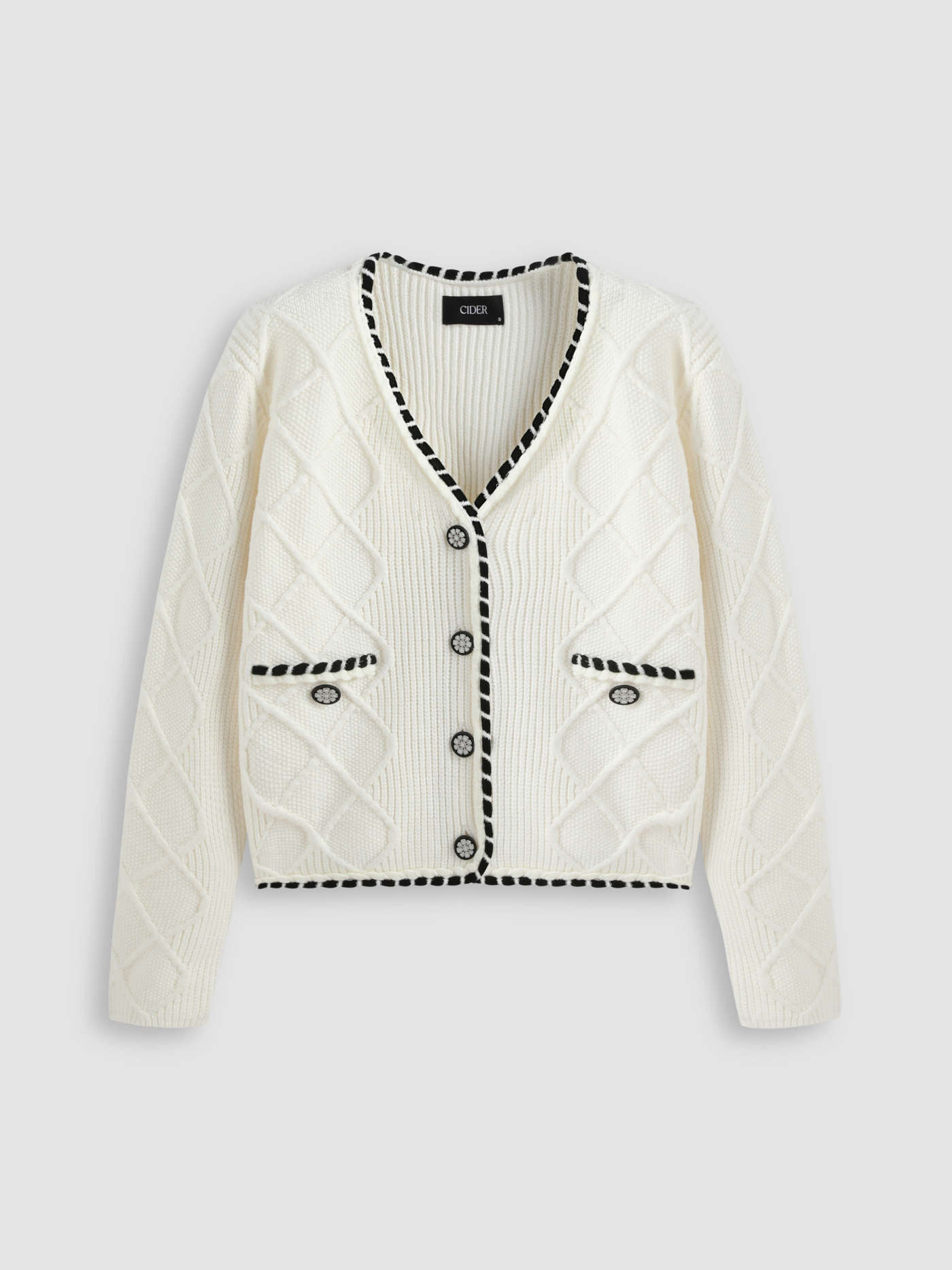 Contrasting V-neck Button Up Cardigan | Cider