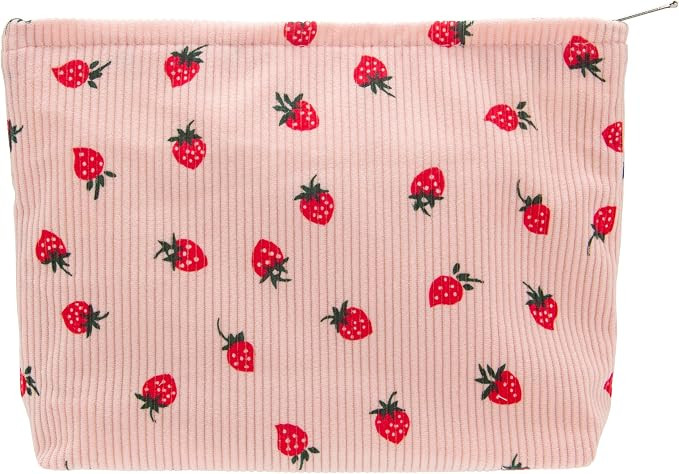 Makeup Bag Large Cotton Zipper Pouch for Purse Travel Canvas Make Up Organizer for Women Cosmetic... | Amazon (US)
