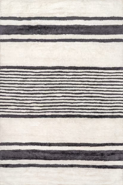 Ivory Moonglade Washable Striped 6' x 9' Area Rug | Rugs USA