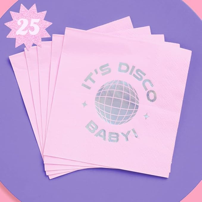 xo, Fetti Disco Ball Napkins - 3-ply, 25 pcs | Bachelorette Party Decorations, Last Disco Bach, 7... | Amazon (US)