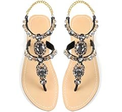 ZhuLinFeng Women'S Rhinestone Gladiator Sandals Flat Wedding Sandals Gem Pearl Sparkling Bridal B... | Amazon (US)