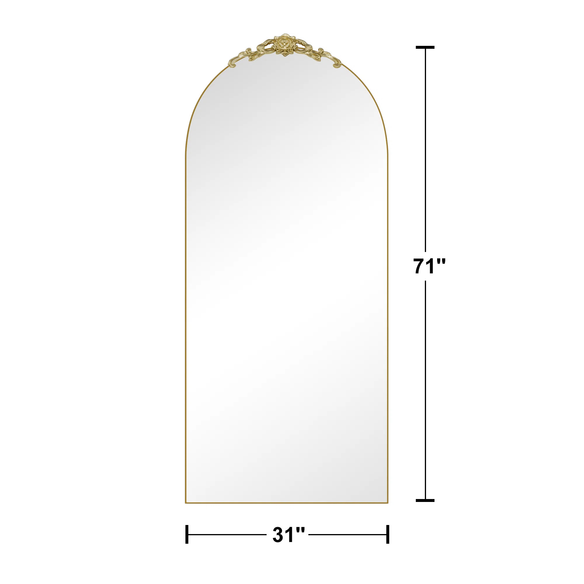 Astoria Grand Arch Wood Full Length Mirror Freestanding Mirror Wall Mirror with Carved Design & R... | Wayfair North America