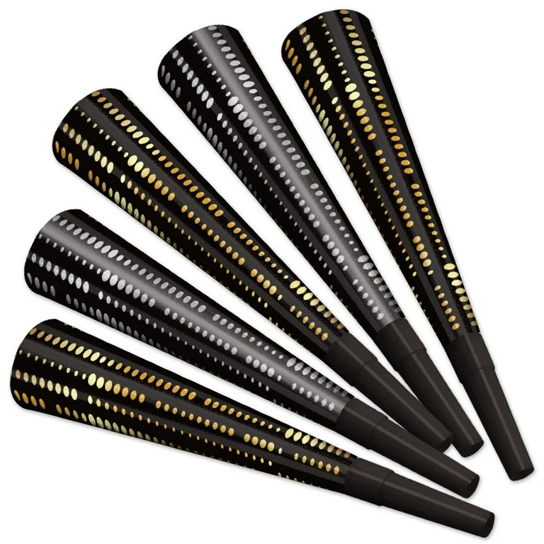 Beistle New Year's Eve Gold and Silver Foil Horns Party Noisemakers, 5 Count | Walmart (US)