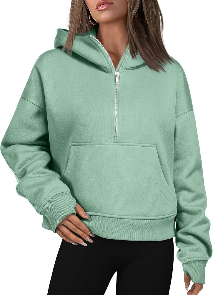 Zeagoo Womens Half Zip Cropped Hoodies Fleece Long Sleeve Pullover Sweatshirts 2023 Fall Winter C... | Amazon (US)