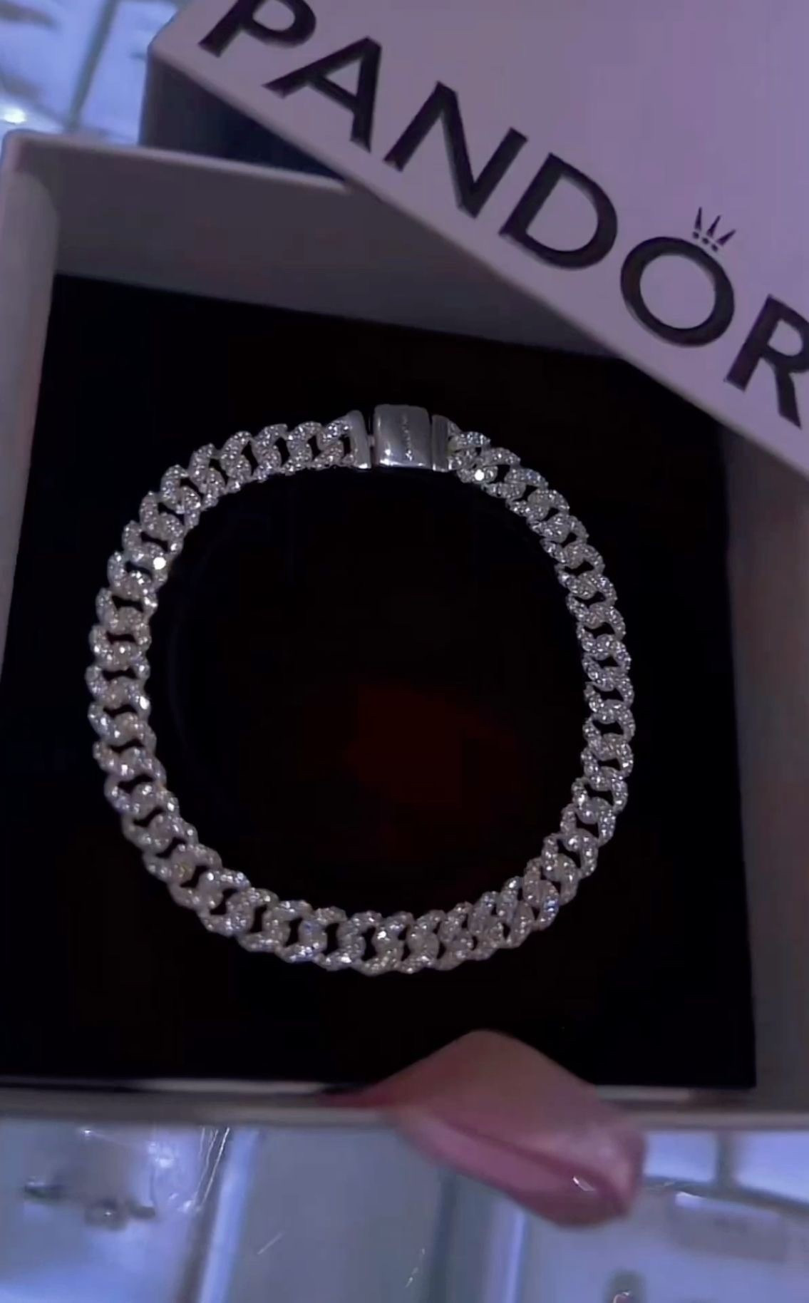 Glitter bracelet Pandora, christmas gift girlfriend, baddie bracelet, chain bracelet with stones. Silver present #bracelet #christmasgift #giftforgirls #trending 