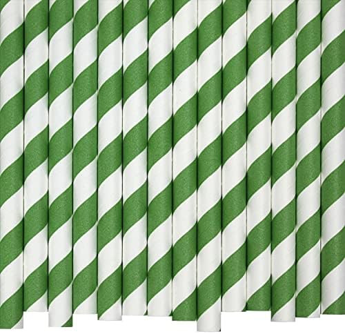 Green & White Striped Paper Straws (10mm x 200mm) - Pack Size 200 - FSC Certified/Food Safe/PFAS ... | Amazon (UK)