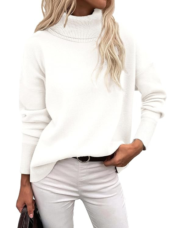 Zeagoo Women's Turtleneck Sweater 2026 Fall Winter Chunky Knitted Pullover High Low Hem Trendy Ba... | Amazon (US)
