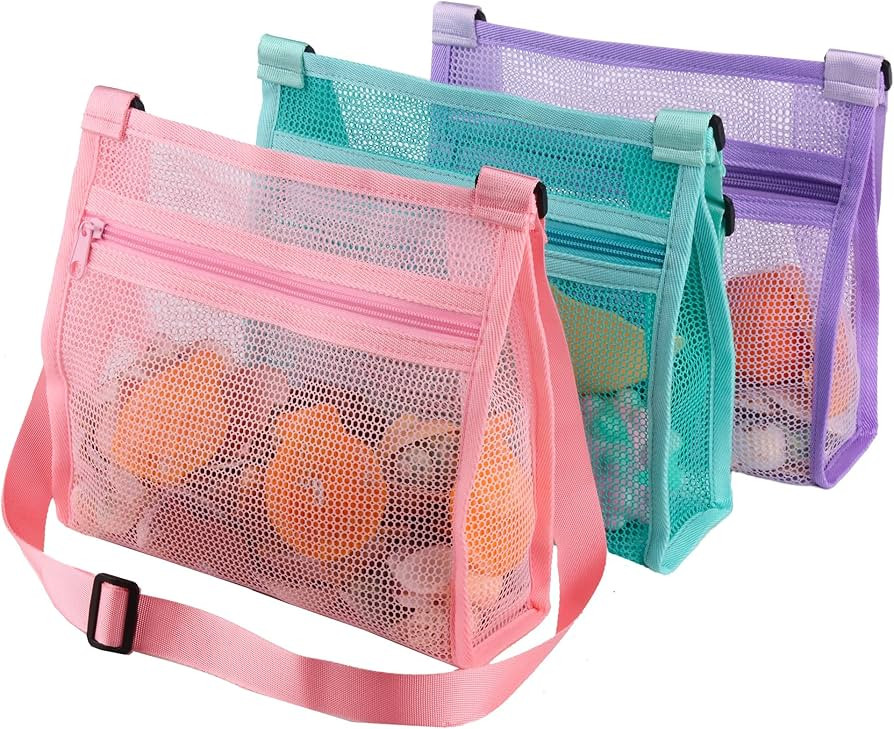 MUYIZI Mesh Beach Bag for Shells Collecting 3 Pack,Shell Bags for Beach, Sea Shell Bags for Picki... | Amazon (US)