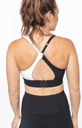 Ribbed Black and White Two Toned Sports Bra | Bunker Branding Co/The Linc/ Linc Active
