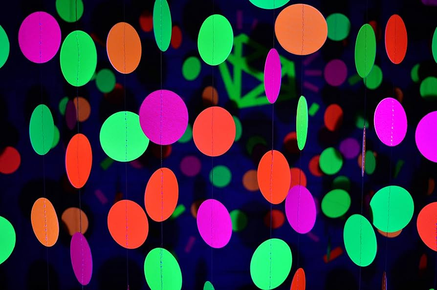 Midnight Glo Neon Paper Garland Circle Dots Hanging Decorations for Birthday Party Wedding Decora... | Amazon (US)