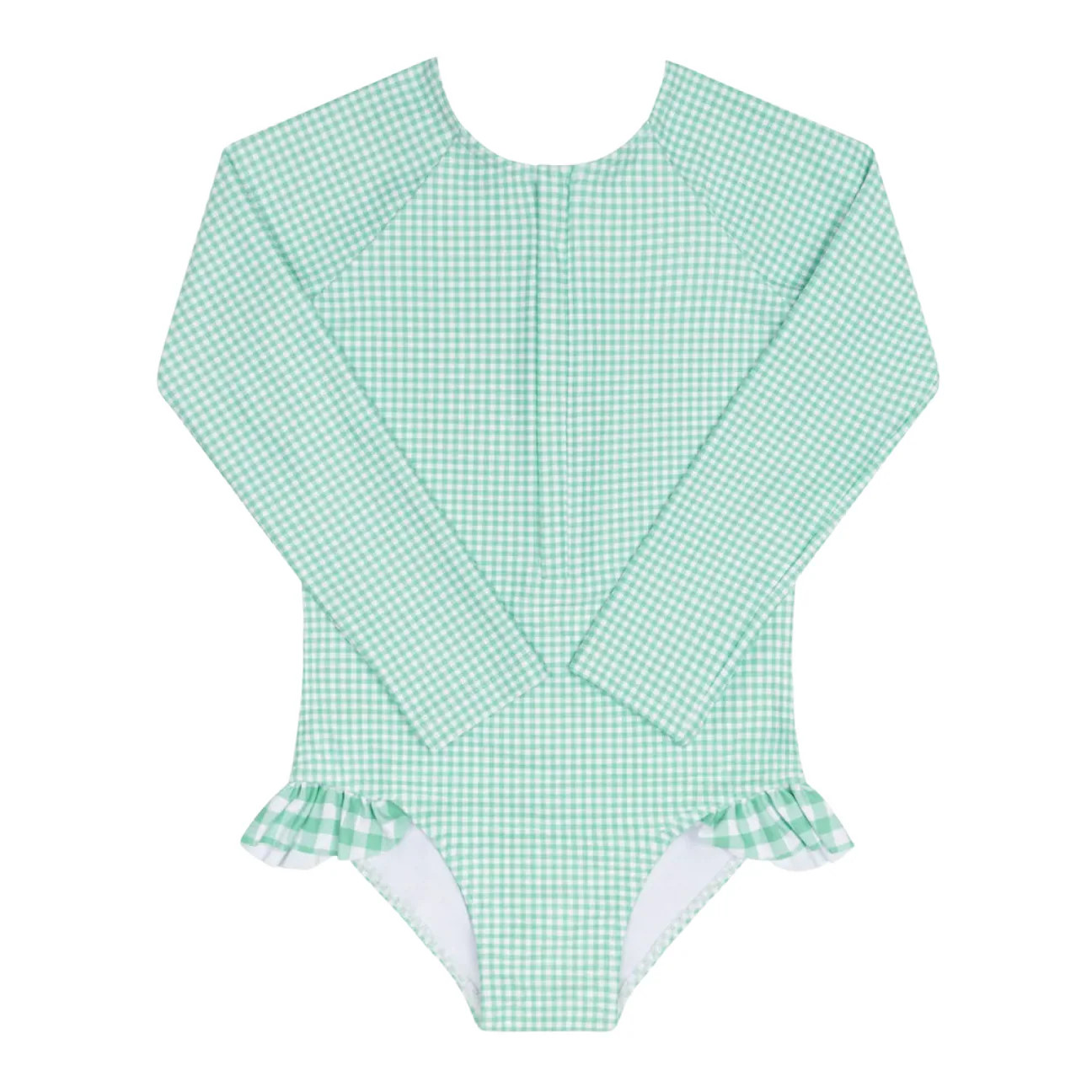 girls gustavia gingham front zip rashguard one piece | Minnow