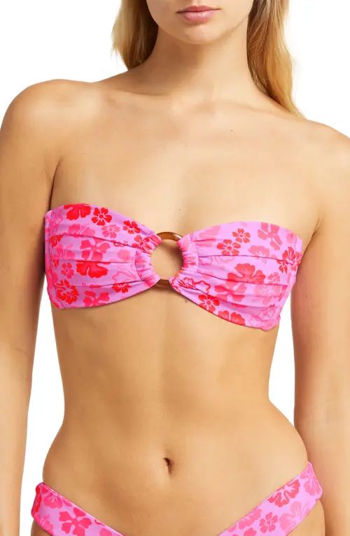 Kulani Kinis Strapless O-Ring Bikini Top in Cherry Berry at Nordstrom, Size Small | Nordstrom