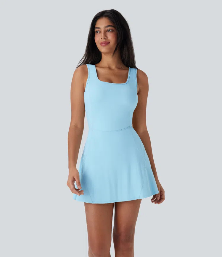 SoftlyZero™ Airy U Neck 2-in-1 Pocket Mini Cool Touch Dance Active Dress-Easy Peezy | HALARA