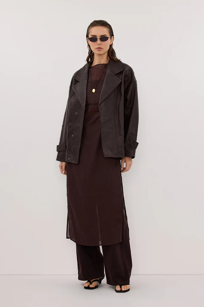 MARGOT CHOC OVERSIZED LEATHER JACKET | DISSH