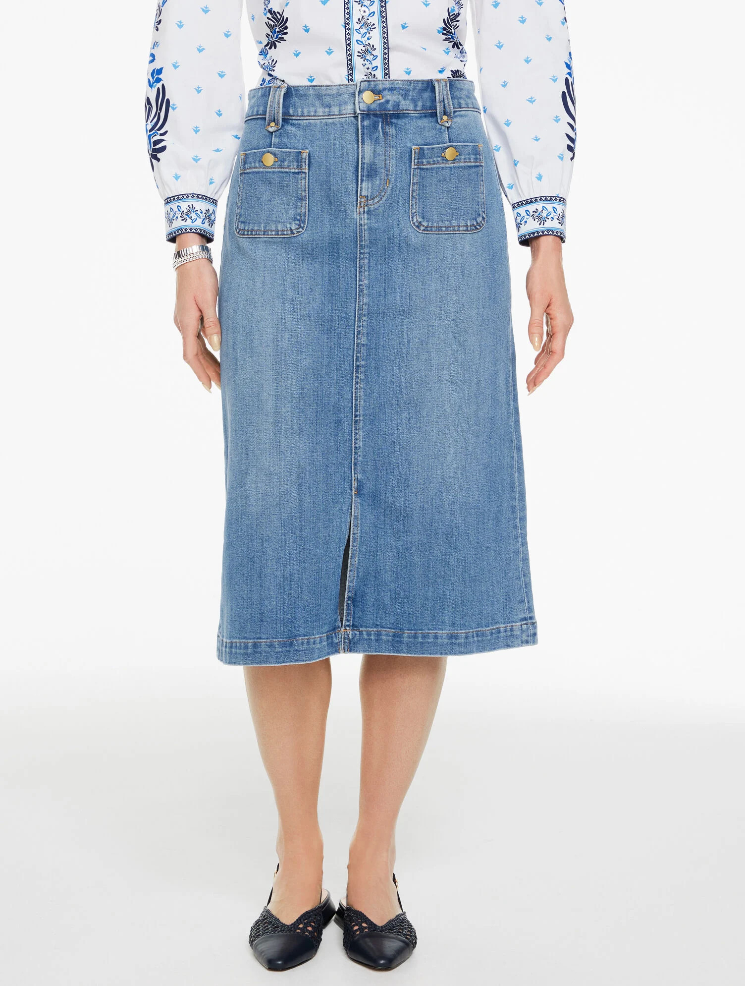 Denim A-Line Midi Skirt - Pacifica Wash | Talbots