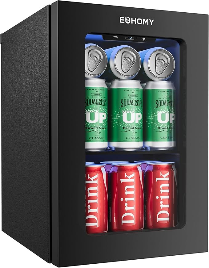EUHOMY 18L Beverage Refrigerator Cooler, 24 Cans Mini Fridge with Quiet Compressor, Countertop Sm... | Amazon (US)