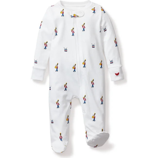 Petite Plume | Pima Cotton Footie, Toy Soldier (White, Size 3-6M) | Maisonette | Maisonette