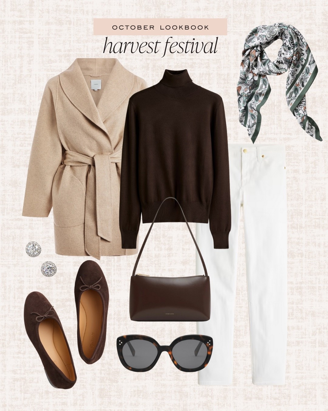 Harvest festival outfit, thanksgiving day outfit inspiration, brown turtleneck sweater, camel wrap coat, white denim, chocolate brown flats

#LTKFindsUnder50 #LTKFindsUnder100 #LTKSeasonal