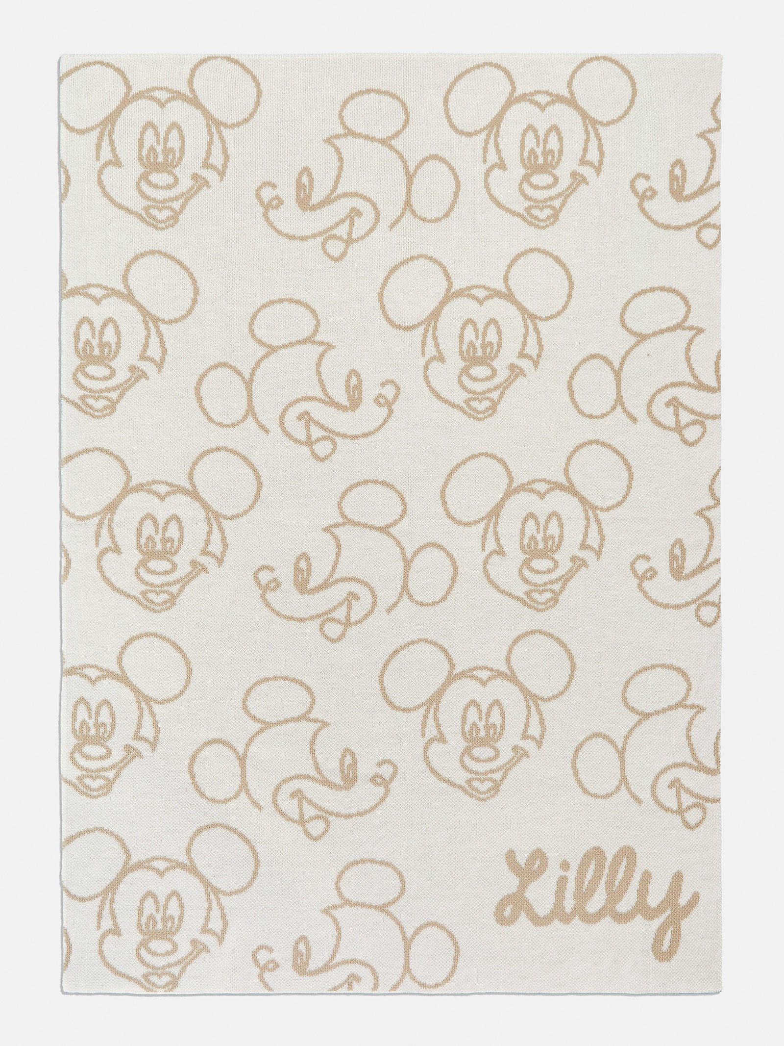 Mickey Mouse Disney Outline Custom Blanket - Natural / Beige | BaubleBar (US)