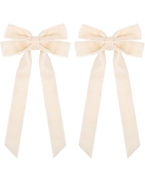 Tobeffect Velvet Hair Bows for Women Girls Black Cream White Hair Bow Holiday Velvet Bows for Hai... | Amazon (US)