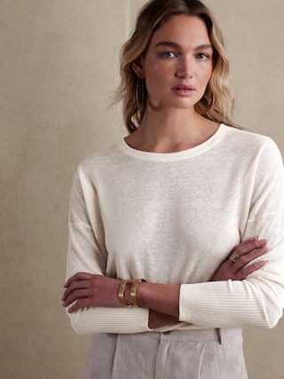 Cait Linen-Blend Long-Sleeve Sweater | Banana Republic (US)