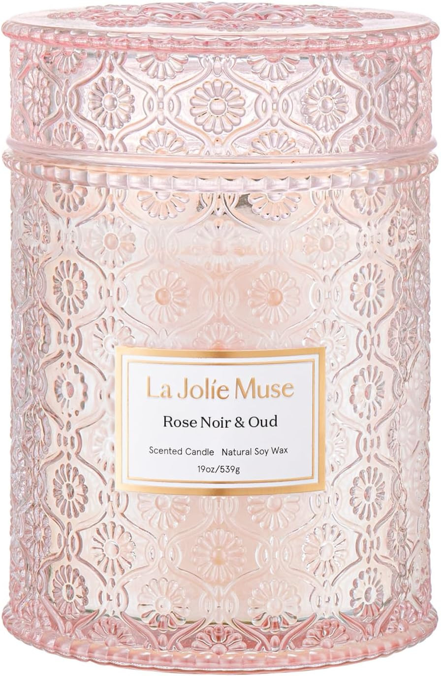LA JOLIE MUSE Rose Noir & Oud Scented Candle – Lemon, Rose & Oud | Valentine's Day Candle Gift ... | Amazon (US)