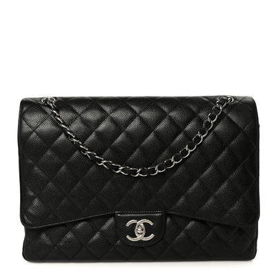 Caviar Quilted Maxi Double Flap Black | FASHIONPHILE (US)
