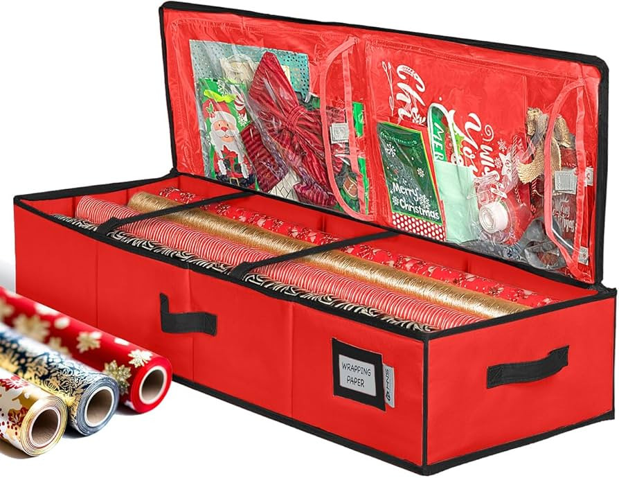 HOLDN’ STORAGE Premium Wrapping Paper Storage Container - Durable 600D Tear-Proof, Fits 27 Roll... | Amazon (US)