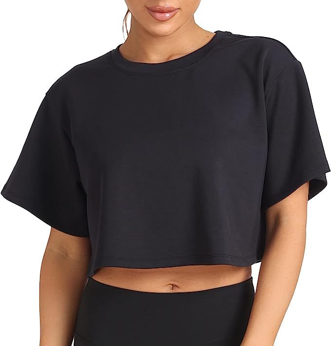 Colorfulkoala Women's Oversized T Shirts Ultra Soft Modal Crop Top Athletic Sweatshirt | Amazon (US)