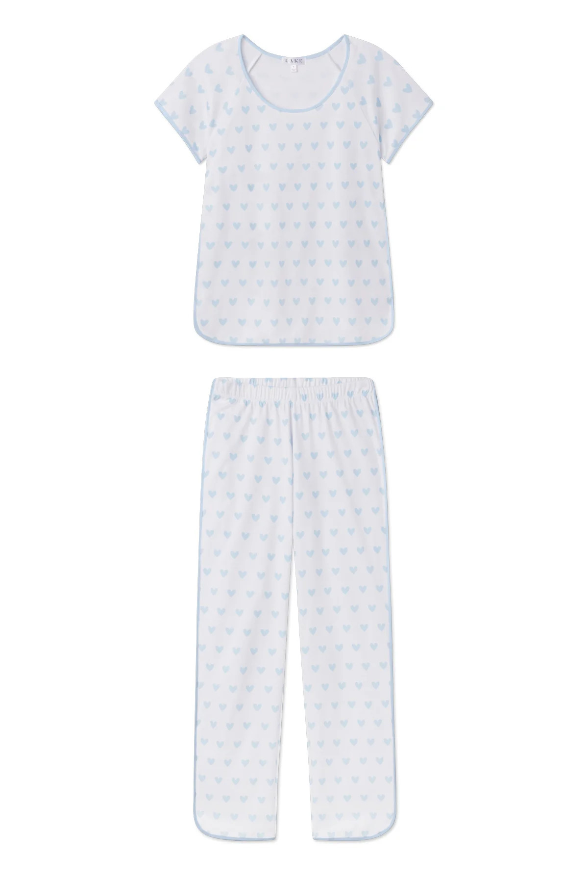 Pima Short-Long Set in French Blue Heart | Lake Pajamas