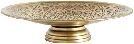Creative Co-op Decorative Antique Gold Debossed Metal Footed Pedestal Serveware | Amazon (US)