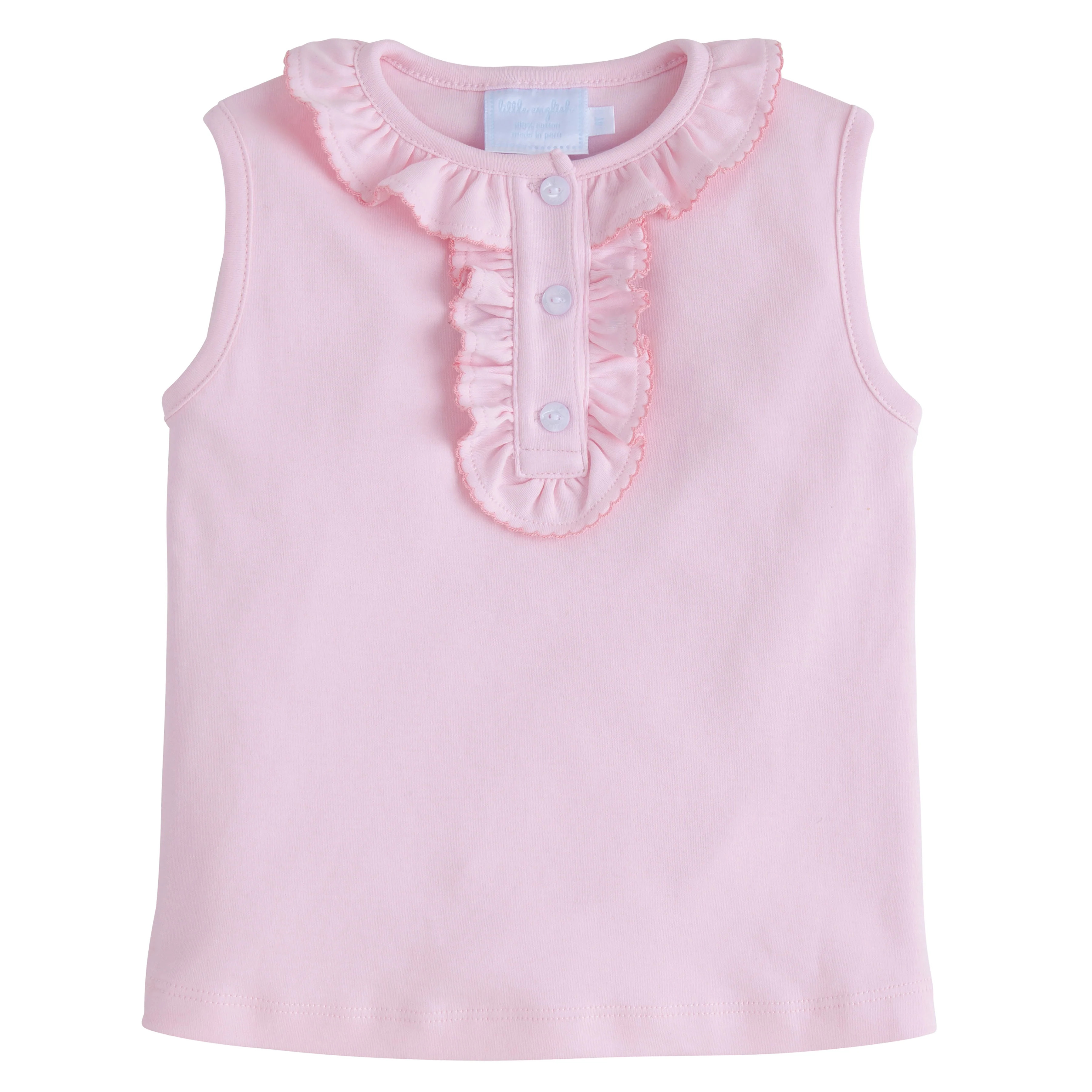 Girl's Ruffled Pink Shirt - Little Girl Tank Top | Little English