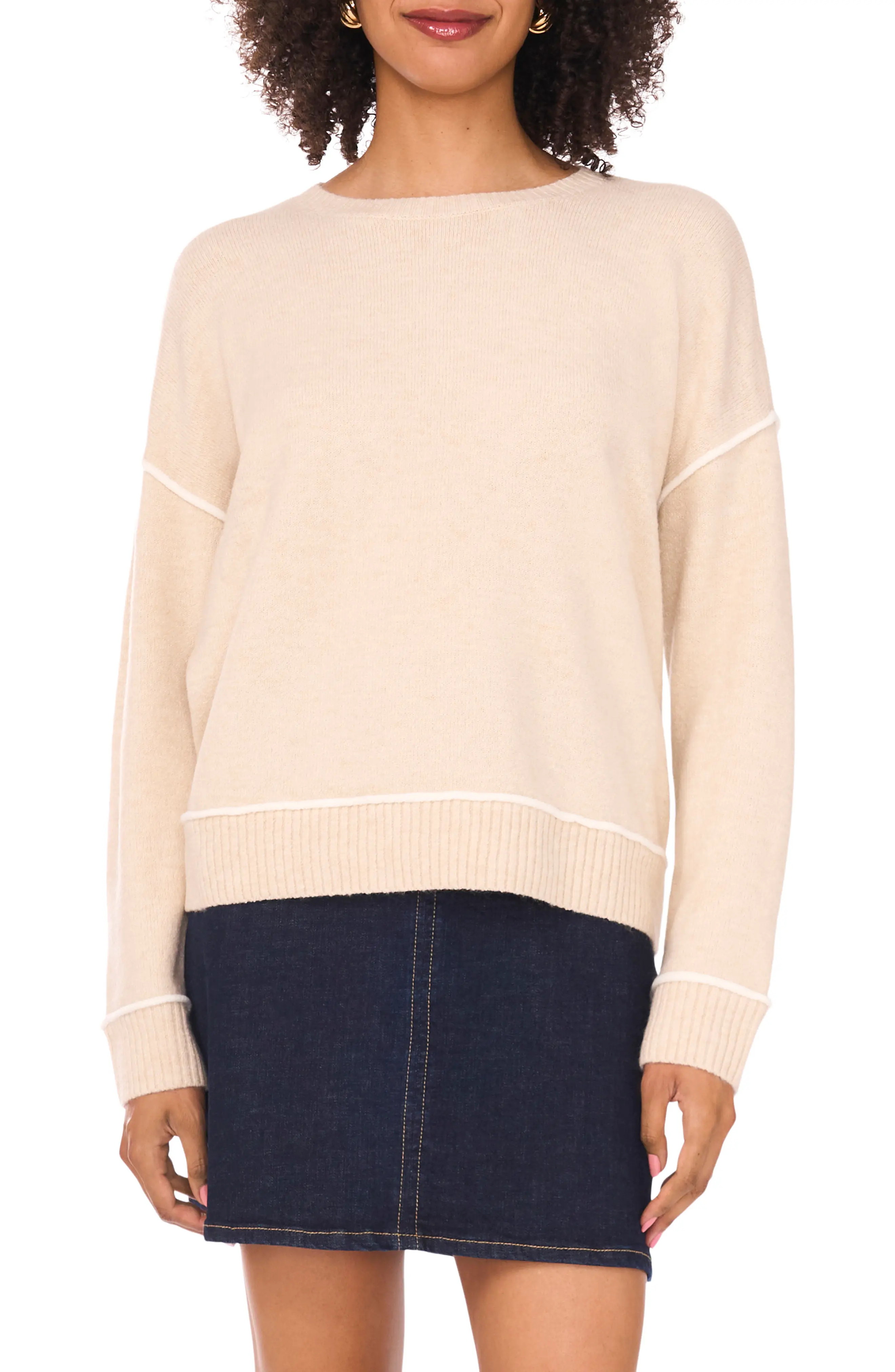Vince Camuto Contrast Sweater (Women) | Nordstrom | Nordstrom