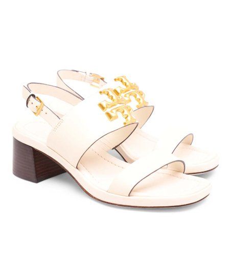 Tory Burch Ivory & Gold Eleanor Leather Heeled Sandal - Women | Zulily