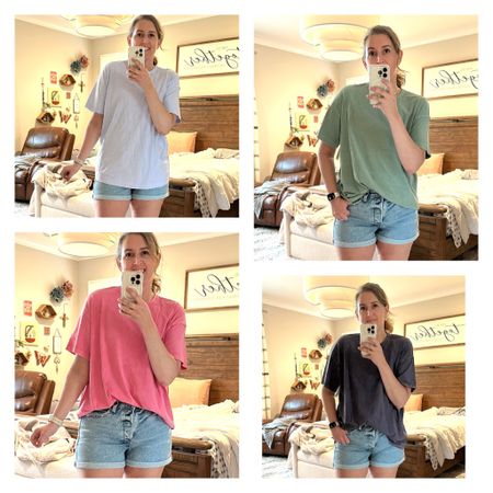 These vintage tee shirts from @oldnavy are so good! They do fit oversized so I went down to the small, very glad I did! These shorts are the 3in length, so a little shorter than I usually wear but still covers up everything mamas! 

#LTKfit
