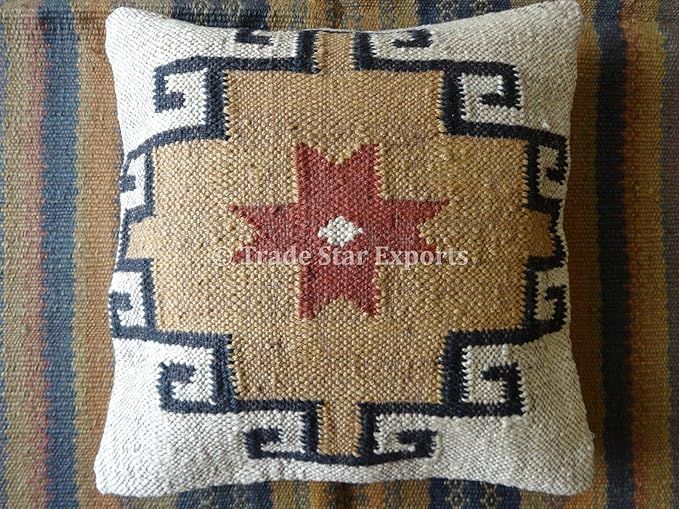 Trade Star Exports Indian Cushion Cover 18x18, Decorative Pillows, Jute Outdoor Cushions, Boho Th... | Amazon (US)