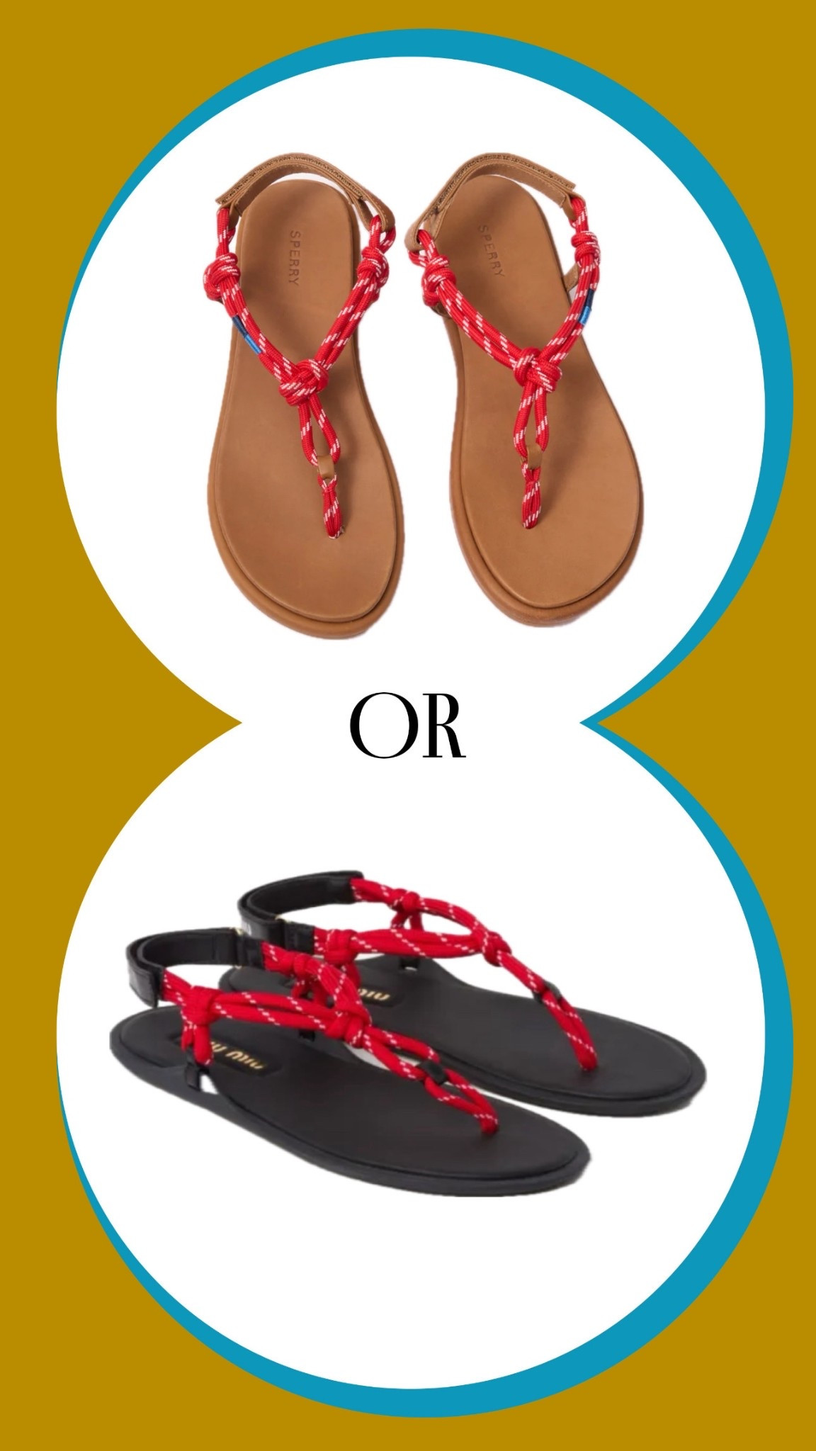 Yes, even I have my limits on what I’ll spend money on. The Miu Miu counterpart literally made me laugh out loud when I saw the price. $800 for some leather and string? I think not. Paracord is everywhere this season and I can see why. It adds a bit of playfulness that is perfect summer. I found these Sperdy look-a-likes at the beginning of the season! I even made a little video on them. These sandals are comfortable, affordable options if you’re in the same boat as I am. They are completely sold out on the Sperry website, but I did find them at another store online.

#LTKFindsUnder50 #LTKShoeCrush #LTKSaleAlert