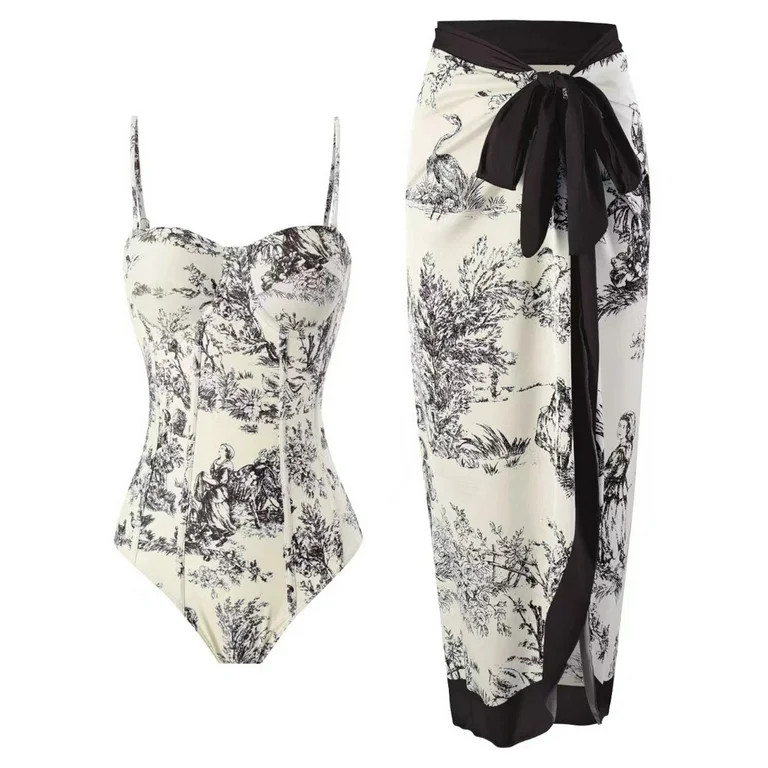 Dezsed Womens One Piece Swimsuit with Cover Up Sarong Wrap Floral Bathing Suits with Beach Skirt ... | Walmart (US)