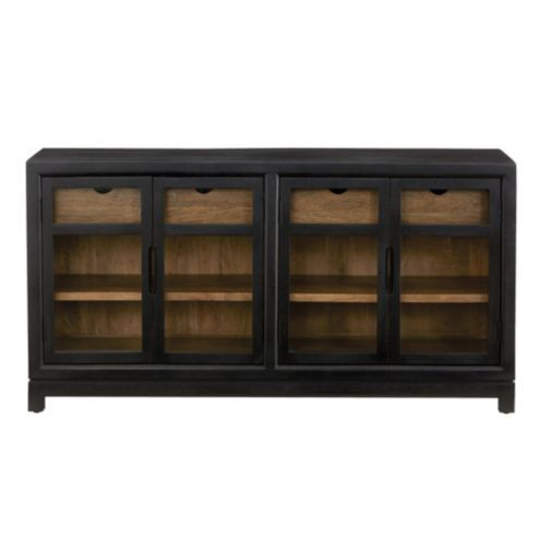 Lavella Rustic Sideboard with Shelves and Glass Doors | Ballard Designs, Inc.