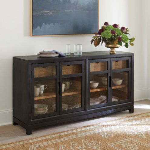 Lavella Rustic Sideboard with Shelves and Glass Doors | Ballard Designs, Inc.